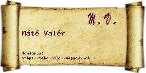 Máté Valér névjegykártya